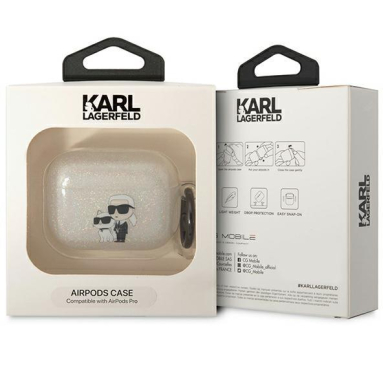 Karl Lagerfeld KLAPHNKCTGT Airpods Pro cover transparent Gliter Karl&amp;Choupette 2