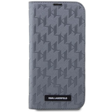 Dėklas Karl Lagerfeld Saffiano Monogram KLBKP14LSAKLHPG iPhone 14 Pro Sidabrinis 2