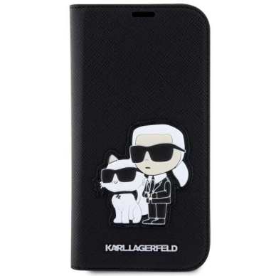 Dėklas Karl Lagerfeld Saffiano Karl & Choupette KLBKP14LSANKCPK iPhone 14 Pro Juodas 2