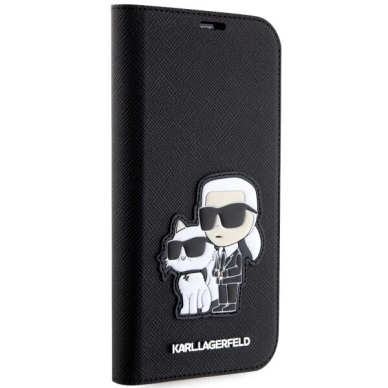 Dėklas Karl Lagerfeld Saffiano Karl & Choupette KLBKP14LSANKCPK iPhone 14 Pro Juodas 4