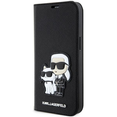 Dėklas Karl Lagerfeld Saffiano Karl & Choupette KLBKP14LSANKCPK iPhone 14 Pro Juodas