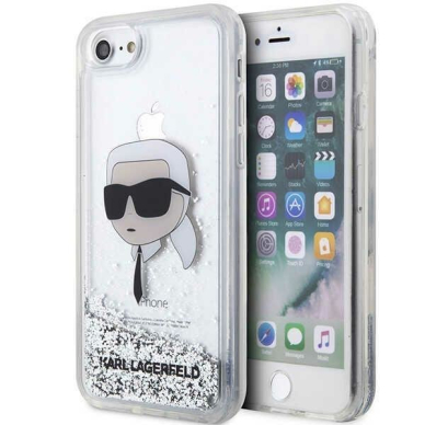 Dėklas Karl Lagerfeld Glitter Karl Head KLHCI8LNKHCH iPhone 7/8/ SE 2020/2022 Sidabrinis