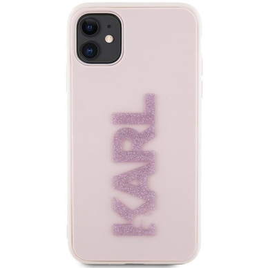 Dėklas Karl Lagerfeld 3D Rubber Glitter Logo KLHCN613DMBKCP iPhone 11 / Xr Rožinis 2