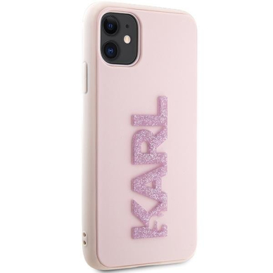 Dėklas Karl Lagerfeld 3D Rubber Glitter Logo KLHCN613DMBKCP iPhone 11 / Xr Rožinis 3