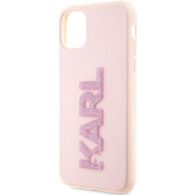 Dėklas Karl Lagerfeld 3D Rubber Glitter Logo KLHCN613DMBKCP iPhone 11 / Xr Rožinis 5