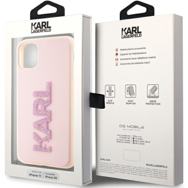 Dėklas Karl Lagerfeld 3D Rubber Glitter Logo KLHCN613DMBKCP iPhone 11 / Xr Rožinis 7