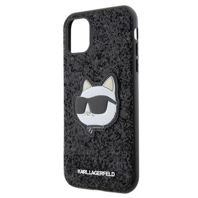 Dėklas Karl Lagerfeld Glitter Choupette Patch KLHCN61G2CPK iPhone 11 / Xr Juodas 5