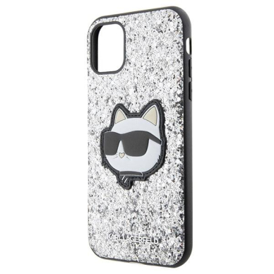 Dėklas Karl Lagerfeld Glitter Choupette Patch KLHCN61G2CPS iPhone 11 / Xr Sidabrinis 5