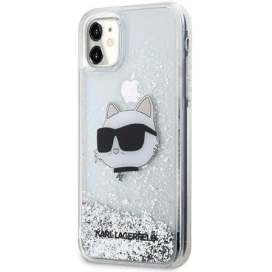 Dėklas Karl Lagerfeld Glitter Choupette Head KLHCN61LNCHCS iPhone 11/ XR Sidabrinis 1