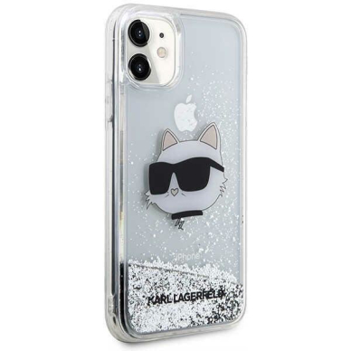 Dėklas Karl Lagerfeld Glitter Choupette Head KLHCN61LNCHCS iPhone 11/ XR Sidabrinis 5