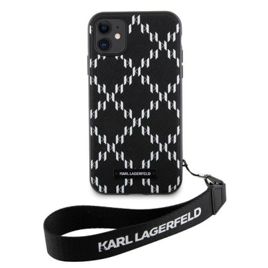 Dėklas Karl Lagerfeld Monogram Losange Saffiano KLHCN61SAKLMBSK iPhone 11 / Xr Juodas 2