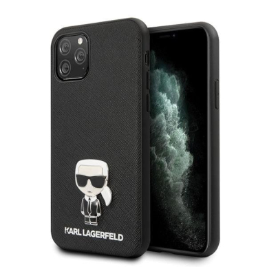 Originalus dėklas Karl Lagerfeld KLHCN65IKFBMBK iPhone 11 Pro Max hardcase juodas Saffiano Ikonik KF000309 (cdx22) USC056