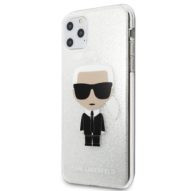 Akcija! Originalus Karl Lagerfeld Dėklas Klhcn65Tputriksl Iphone 11 Pro Max Sidabrinis Glitter Ikonik Karl   1