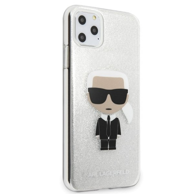 Akcija! Originalus Karl Lagerfeld Dėklas Klhcn65Tputriksl Iphone 11 Pro Max Sidabrinis Glitter Ikonik Karl   4