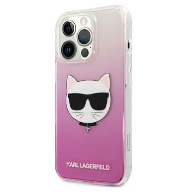 Originalus Karl Lagerfeld dėklas KLHCP13LCTRP iPhone 13 Pro / 13 6,1" Rožinis Choupette Head 1