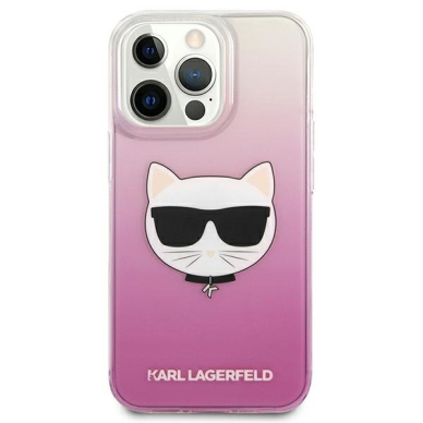 Originalus Karl Lagerfeld dėklas KLHCP13LCTRP iPhone 13 Pro / 13 6,1" Rožinis Choupette Head 2