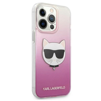 Originalus Karl Lagerfeld dėklas KLHCP13LCTRP iPhone 13 Pro / 13 6,1" Rožinis Choupette Head 3