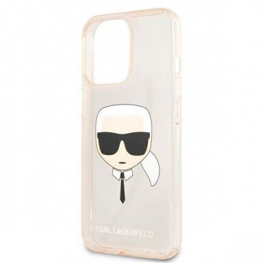 Originalus Karl Lagerfeld dėklas KLHCP13LKHTUGLGO iPhone 13 Pro / 13 6,1" Auksinis Glitter Karl`s Head 5