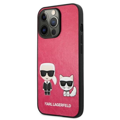 Dėklas Karl Lagerfeld KLHCP13LPCUSKCP iPhone 13 Pro / 13 6,1" fuksja/fushia hardcase Ikonik Karl & Choupette 1