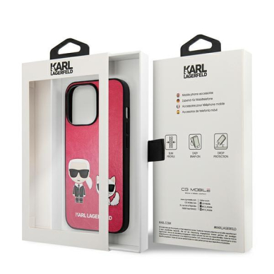 Dėklas Karl Lagerfeld KLHCP13LPCUSKCP iPhone 13 Pro / 13 6,1" fuksja/fushia hardcase Ikonik Karl & Choupette 7