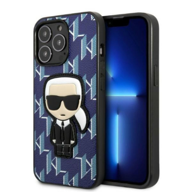 Dėklas Karl Lagerfeld Monogram Ikonik Patch KLHCP13LPMNIKBL iPhone 13 Pro / 13 Mėlynas