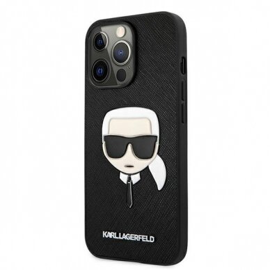 Dėklas Karl Lagerfeld Saffiano Ikonik Karl`s Head KLHCP13LSAKHBK iPhone 13 Pro Juodas 1