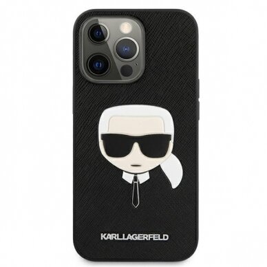 Dėklas Karl Lagerfeld Saffiano Ikonik Karl`s Head KLHCP13LSAKHBK iPhone 13 Pro Juodas 2