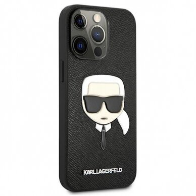 Dėklas Karl Lagerfeld Saffiano Ikonik Karl`s Head KLHCP13LSAKHBK iPhone 13 Pro Juodas 3