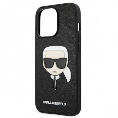 Dėklas Karl Lagerfeld Saffiano Ikonik Karl`s Head KLHCP13LSAKHBK iPhone 13 Pro Juodas 5