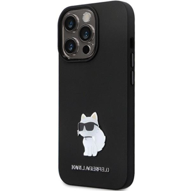 Originalus dėklas Karl Lagerfeld KLHCP13LSMHCNPK case skirta iPhone 13 Pro / 13 - Juodas Silicone C Metal Pin 1