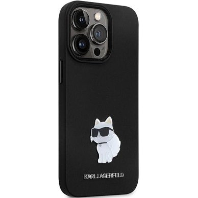 Originalus dėklas Karl Lagerfeld KLHCP13LSMHCNPK case skirta iPhone 13 Pro / 13 - Juodas Silicone C Metal Pin 3