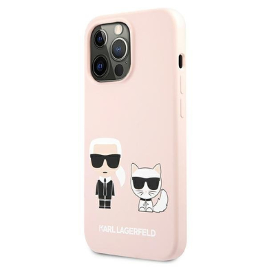 Originalus Karl Lagerfeld dėklas KLHCP13LSSKCI iPhone 13 Pro / 13 6,1" Rožinis Silicone Karl & Choupette 1