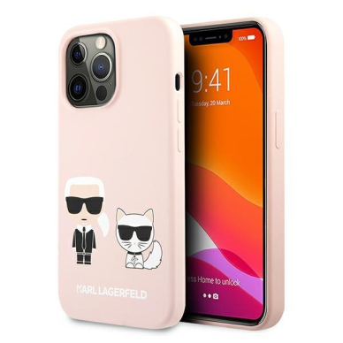 Originalus Karl Lagerfeld dėklas KLHCP13LSSKCI iPhone 13 Pro / 13 6,1" Rožinis Silicone Karl & Choupette