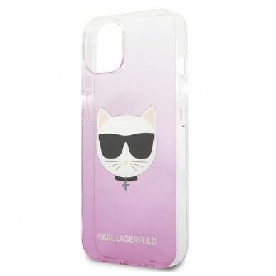 Originalus Karl Lagerfeld dėklas KLHCP13SCTRP iPhone 13 mini 5,4" Rožinis Choupette Head 5