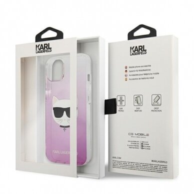 Originalus Karl Lagerfeld dėklas KLHCP13SCTRP iPhone 13 mini 5,4" Rožinis Choupette Head 7