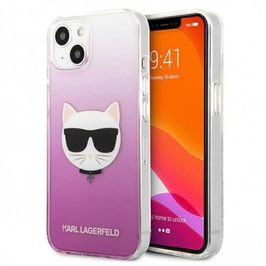 Originalus Karl Lagerfeld dėklas KLHCP13SCTRP iPhone 13 mini 5,4" Rožinis Choupette Head