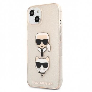 Originalus Karl Lagerfeld dėklas KLHCP13SKCTUGLGO iPhone 13 mini 5,4" Auksinis Glitter Karl`s & Choupette 1