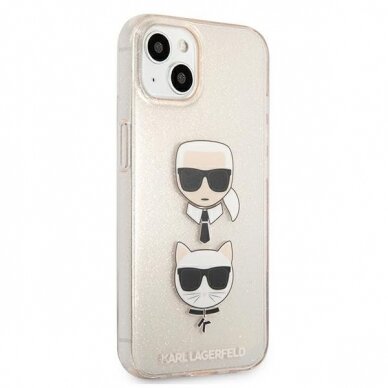 Originalus Karl Lagerfeld dėklas KLHCP13SKCTUGLGO iPhone 13 mini 5,4" Auksinis Glitter Karl`s & Choupette 3