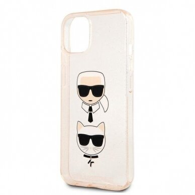 Originalus Karl Lagerfeld dėklas KLHCP13SKCTUGLGO iPhone 13 mini 5,4" Auksinis Glitter Karl`s & Choupette 5