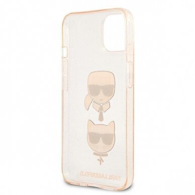 Originalus Karl Lagerfeld dėklas KLHCP13SKCTUGLGO iPhone 13 mini 5,4" Auksinis Glitter Karl`s & Choupette 6