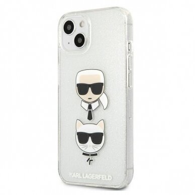 Originalus Karl Lagerfeld dėklas KLHCP13SKCTUGLS iPhone 13 mini 5,4" Sidabrinis Glitter Karl`s & Choupette 1