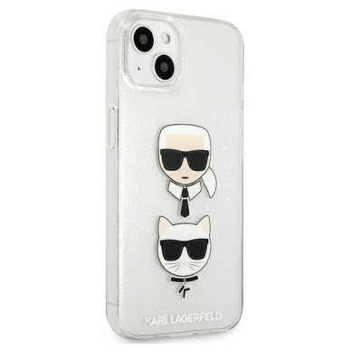 Originalus Karl Lagerfeld dėklas KLHCP13SKCTUGLS iPhone 13 mini 5,4" Sidabrinis Glitter Karl`s & Choupette 3