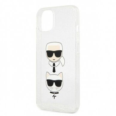 Originalus Karl Lagerfeld dėklas KLHCP13SKCTUGLS iPhone 13 mini 5,4" Sidabrinis Glitter Karl`s & Choupette 5