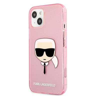 Originalus Karl Lagerfeld dėklas KLHCP13SKHTUGLP iPhone 13 mini 5,4" Rožinis Glitter Karl`s Head 1