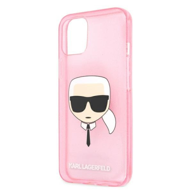 Originalus Karl Lagerfeld dėklas KLHCP13SKHTUGLP iPhone 13 mini 5,4" Rožinis Glitter Karl`s Head 5