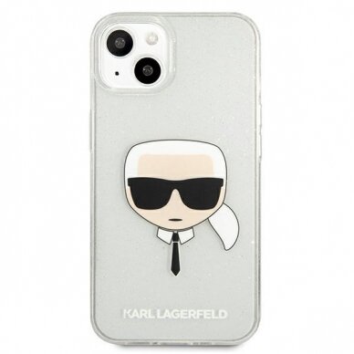 Oriignalus Karl Lagerfeld dėklas KLHCP13SKHTUGLS iPhone 13 mini 5,4" Sidabrinis Glitter Karl`s Head 2