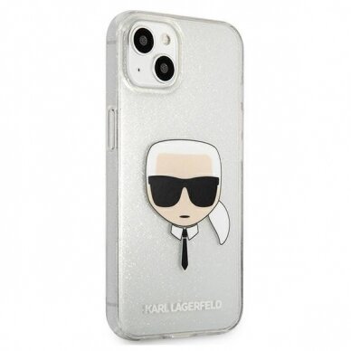 Oriignalus Karl Lagerfeld dėklas KLHCP13SKHTUGLS iPhone 13 mini 5,4" Sidabrinis Glitter Karl`s Head 3