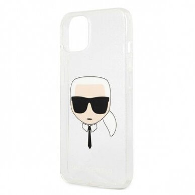 Oriignalus Karl Lagerfeld dėklas KLHCP13SKHTUGLS iPhone 13 mini 5,4" Sidabrinis Glitter Karl`s Head 5