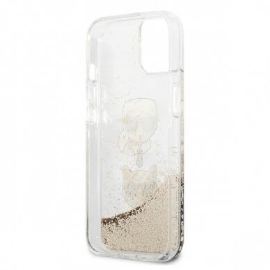 Originalus Karl Lagerfeld dėklas KLHCP13SKICGLD iPhone 13 mini 5,4" Auksinis Liquid Glitter Karl&Choupette Head 6