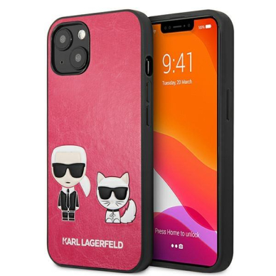 Originalus Karl Lagerfeld dėklas KLHCP13SPCUSKCP iPhone 13 mini 5,4" Fuksija Ikonik Karl & Choupette